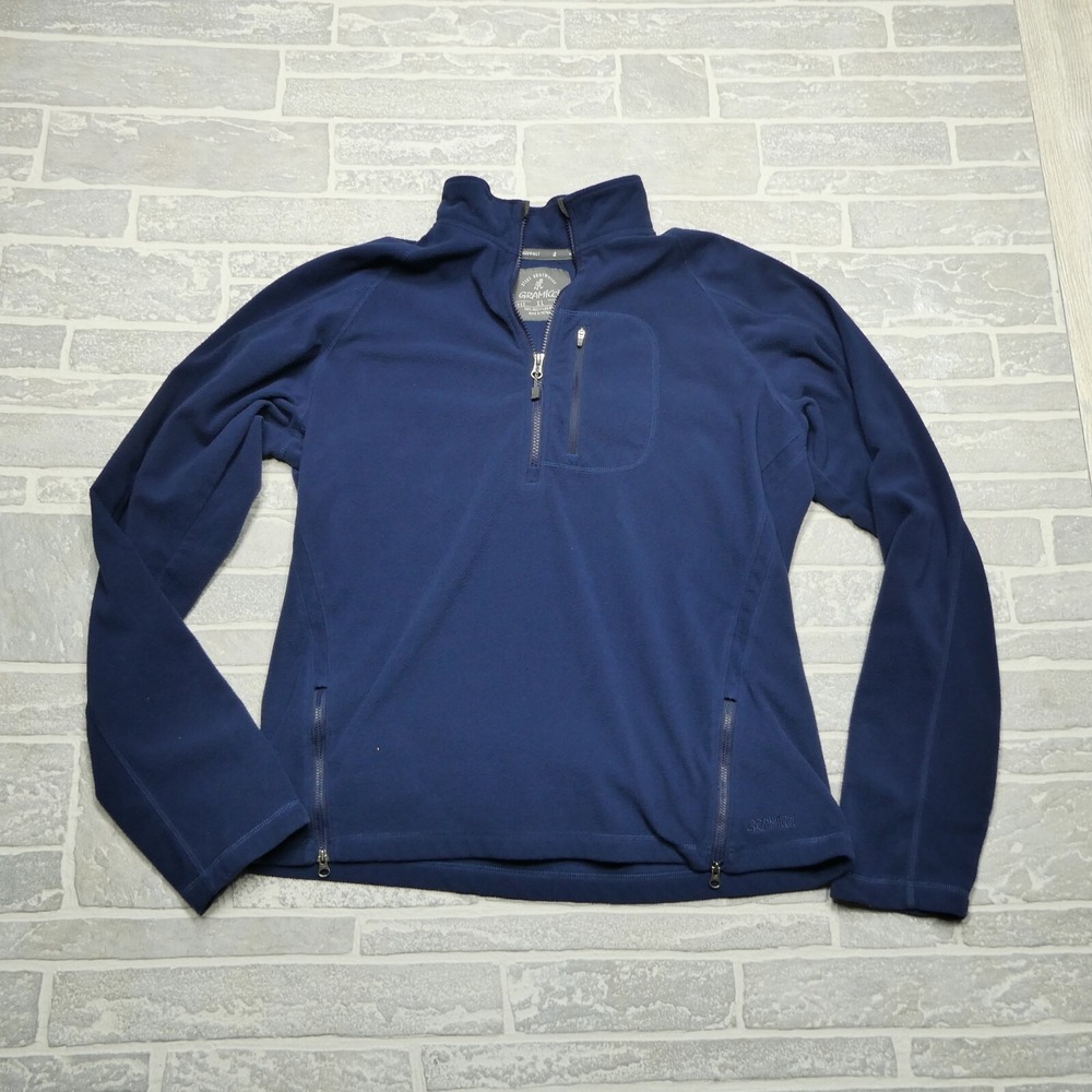 VINTAGE Gramicci Fleece Jacket Men XL Blue Long Sleeve‎ Mock Neck Lightweight